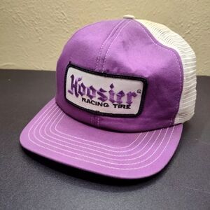 Rare Vintage Hoosier Racing Tire Big Patch Mesh Purple snap Hat